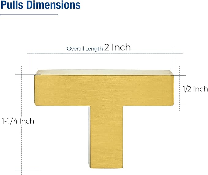 JOY DECOR 4 Pack Cabinet Knobs, Gold Cabinet Handles, 2 Inch Kitchen Knobs, Single Hole Drawer Hardware for Dresser Drawers