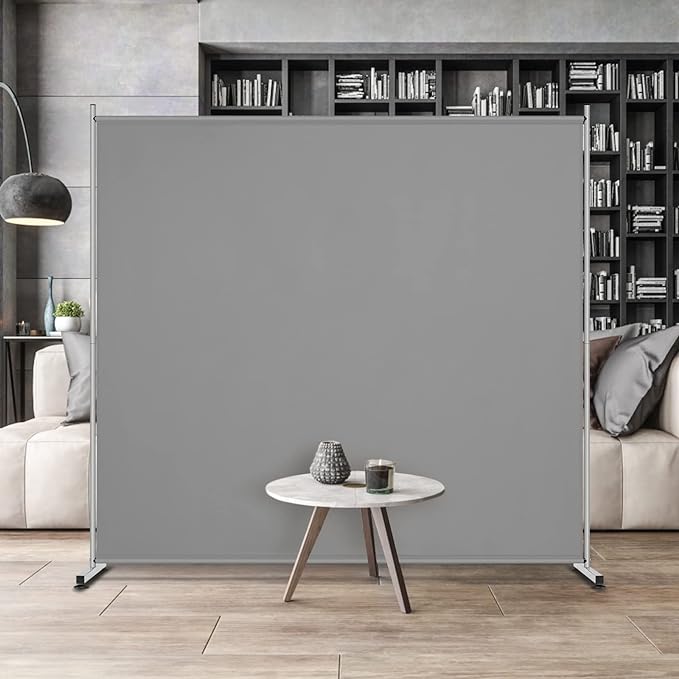 RANTILA Single Large Panel Room Divider, Privacy Screen for Office, Partition Separators, Freestanding Divider 71''W x 69.5''H, Grey