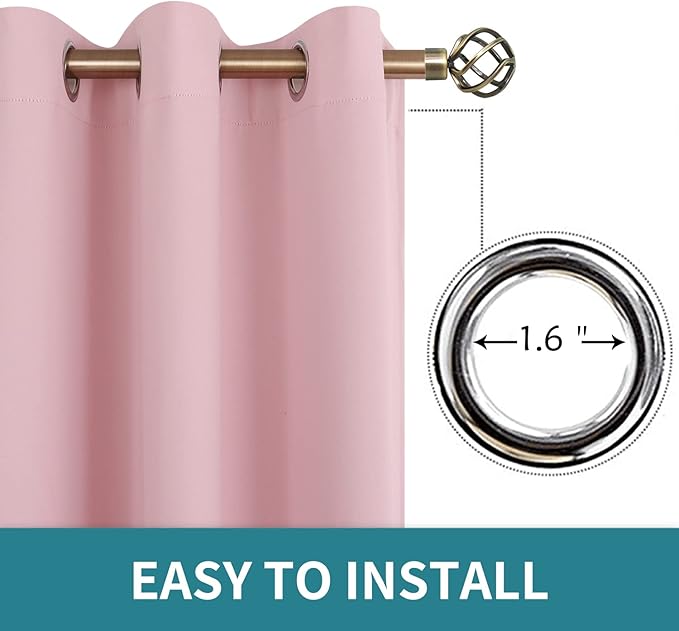 BGment Room Darkening Curtains 108 Inches Long - Grommet Thermal Insulated Drapes Window Treatment Curtains for Bedroom, 2 Panels, 52 x 108 Inch, Baby Pink