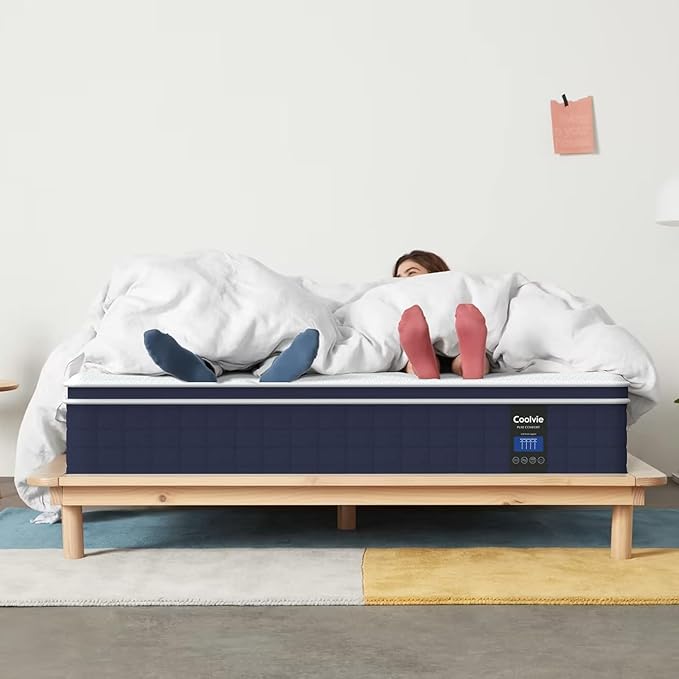 Coolvie Firm King Size Mattress 12 Inch for Adults, Hybrid King Mattress in a Box with Cooling Memory Foam, Pocket Spring for Motion Isolation, Extra Lumbar & Shoulder Support for Pain Relief, 80"x76"