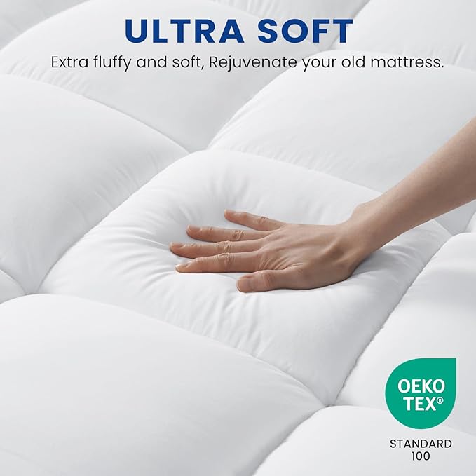 King Mattress Topper, Extra Thick Pillowtop, Cooling and Plush Mattress Pad Cover for Back Pain,Soft Mattress Protector Cover with 8-21 Inch Deep Pocket(78''x80'')