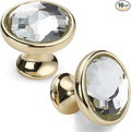 Asidrama 10 Pack Gold Kitchen Cabinet Knobs - Clear Crystal Dresser Knobs for Drawers