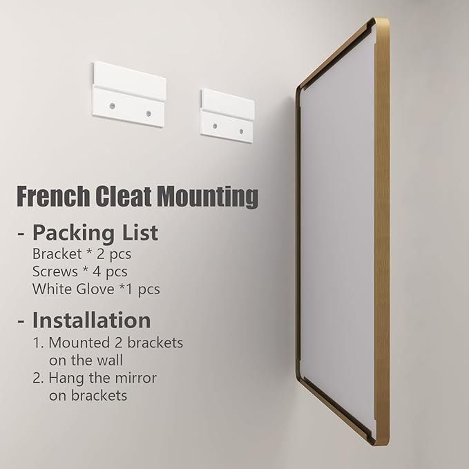 60x36 Gold Bathroom Mirror, Brushed Metal Frame Gold Vanity Mirror, Large Rectangle Mirror for Wall, Rounded Corner, Shatterproof, Anti-Rust (Horizontal/Vertical)