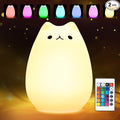 Litake Cute Cat Night Light, Squishy 16 Colors Changing Cat Lamp with Remote, Kitty Cat Touch Light, Silicone Baby Nightlight for Kids,Christmas Gifts for Kids Girls Boys Teen Room Decor Multi-Mode