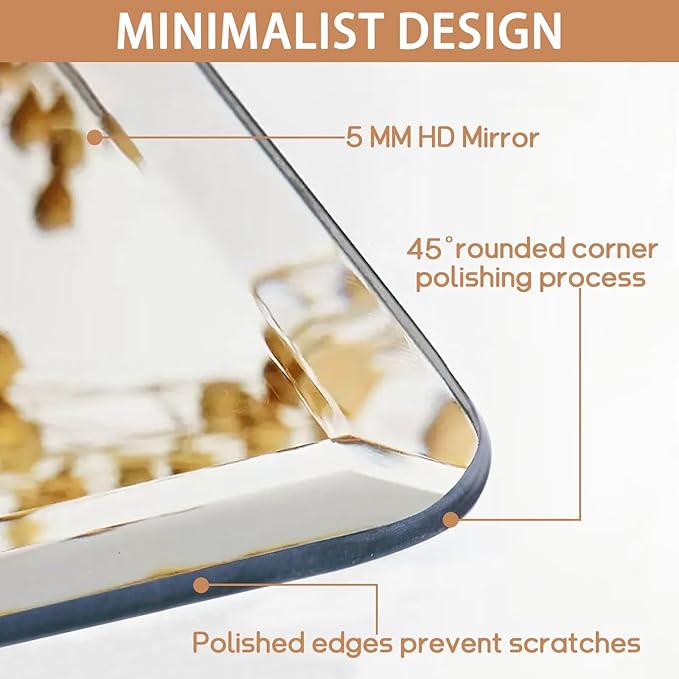 Frameless Bathroom Mirror for Over Sink,Wall Mounted Vanity Mirrors 12x20in,Rounded Rectangle Mirror Frameless with Polished Edge for Bedroom,Living Room,Entryway,Shatterproof (Horizontal/Vertical)