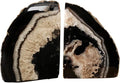 AMOYSTONE Crystal Stone Bookends Decorative Agate Book Ends Holder Geode Bookend Heavy Duty Natural Black Color (1 Pair, 4-6 LBS)