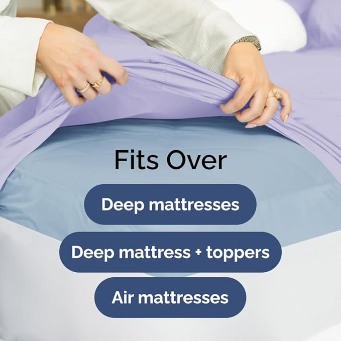 Extra Deep Twin Sheet Set - 4 Piece Breathable & Cooling Sheets - Hotel Luxury Bed Sheets Set - Easy & Secure Fit - Soft, Wrinkle Free & Comfy Sheets Set - Lavender Sheet Set with Extra Deep Pockets
