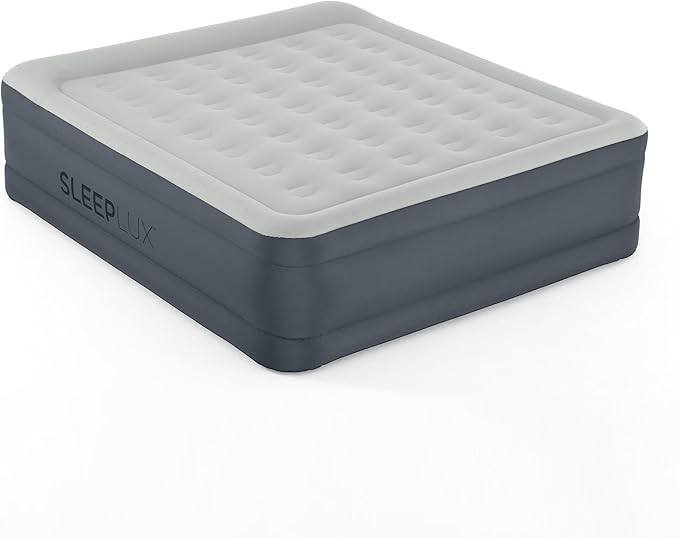 SLEEPLUX King Air Mattress Extra Durable Non-Leak Tough Guard Material 22" Raised Airbed with Built in Pump + USB Charger (80" 72"x22") Grey