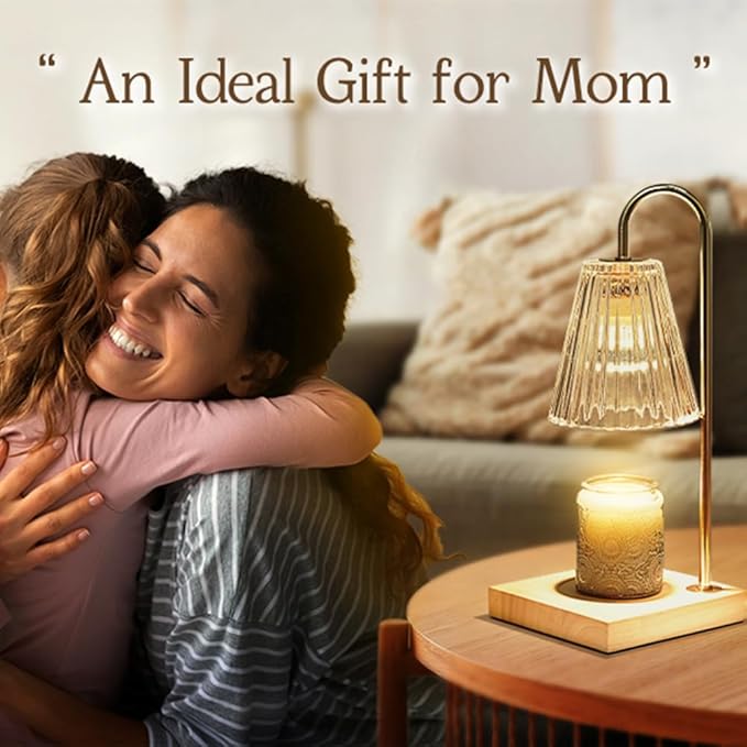 Marycele Electric Candle Warmer Lamp with Timer, Wax Melt Warmer, Gifts for Mom Women, Gold Aesthetic Room Home Decor Cozy House Warming Gifts, Vintage Square Diamond