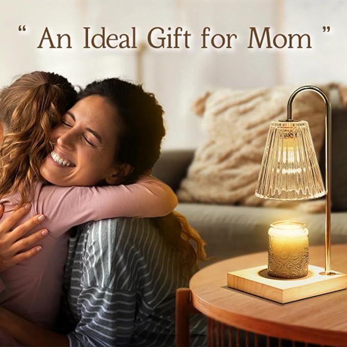 Marycele Candle Warmer Lamp with Timer, Round Diamond Home Decor Gifts for Mom Women, Gold Diamond Lamp, Western Bedroom Accessories, Birthday Gifts for Women, Wax Warmer for Jar Candles