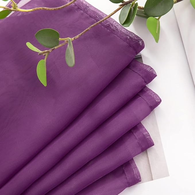 MIULEE Luxury Window Scarves for Party Ceremony Wedding Canopy Bed, Topper Window Treatment Swag Curtain Drapes, Sheer Curtain Scarf Valance for Window One Panel, 54 x 144 Inches Long, Plum Purple
