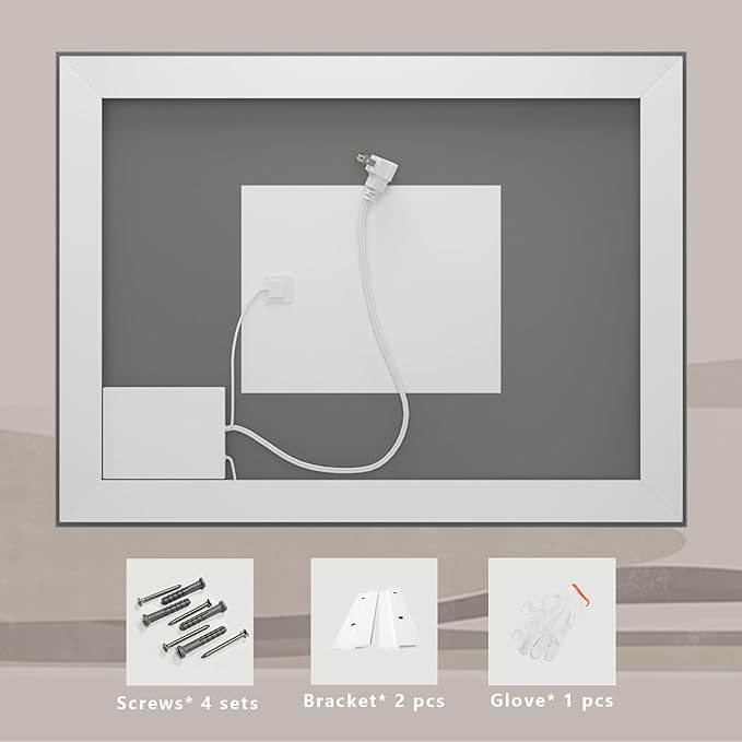 40 x 30 Inch Lighted LED Bathroom Mirror for Wall, Lighted Vanity Mirror for Wall, Dimmable, Anti-Fog, Shatter-Proof, ETL Listed (Front Lights + Backlit)