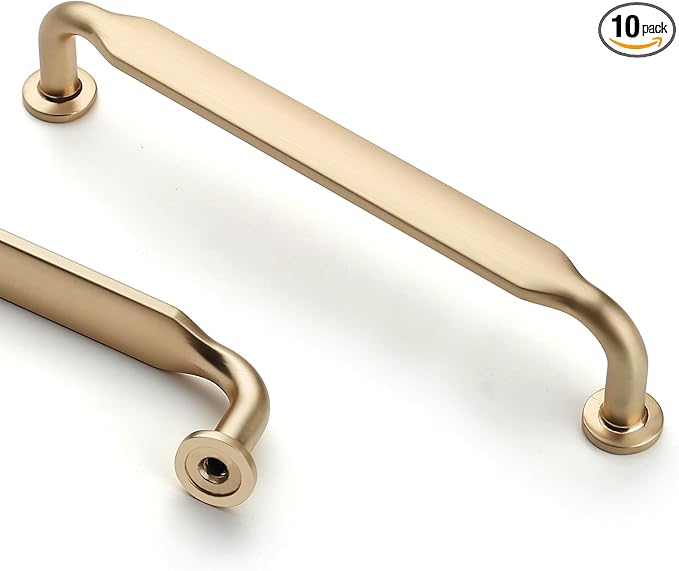 Asidrama 10 Pack 5 Inch(128mm) Brushed Brass Kitchen Cabinet Handles, Cabinet Pulls Kitchen Cabinet Hardware for Cupboard Drawer Pulls