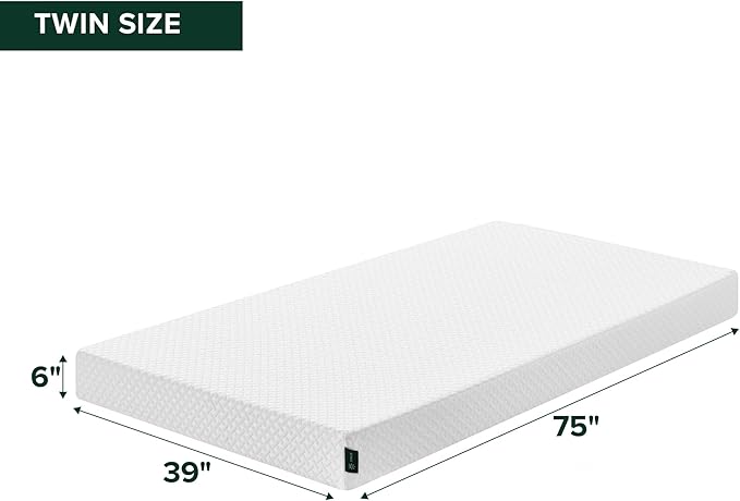 ZINUS 6 Inch Twin Cooling Essential Memory Foam Mattress [NewVersion], Fiberglass Free, Medium Feel, Breathable Cooling Layers, Certified Safe Materials