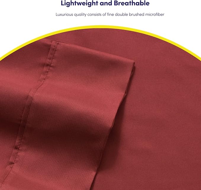 Queen Sheets Burgundy - 6 Piece 1500 Supreme Collection Fine Brushed Microfiber Deep Pocket Queen Sheet Set Bedding - 2 Extra Pillow Cases, Great Value, Queen, Burgundy