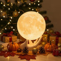 Mydethun 3.5 Inch 3D Moon Lamp – White Elephant Gift for Women Teenage Girls, Mood Lighting w/Ceramic Base, Dual-Color White/Yellow, Touch-Dimmable LED Night Light for Kids Room, Christmas Decor