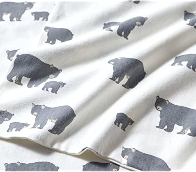 Eddie Bauer - Sheets, Cotton Flannel Bedding Set, Brushed for Extra Softness, Cozy Home Decor (Beacon Hill Ivory, King)
