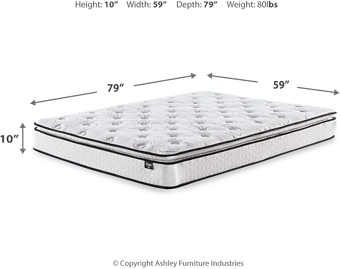 Signature Design by Ashley Queen Size Bonnell 10 Inch Firm Pillowtop Hybrid Mattress with Cooling Gel Memory Foam