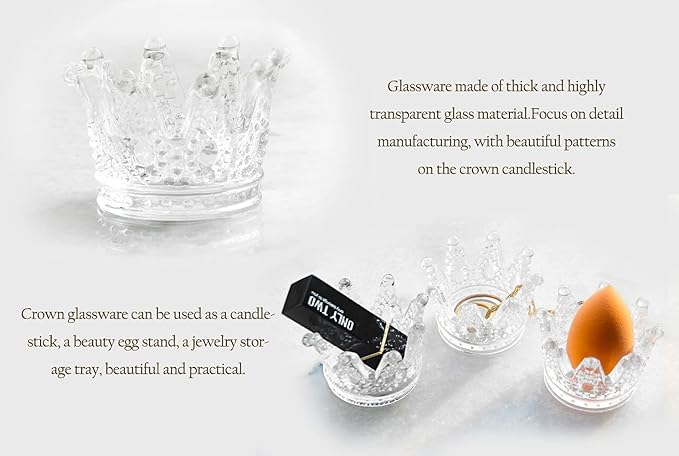 Vixdonos Clear Votive Candle Holders Set of 6 Crown Glass Tealight Candle Holder for Wedding, Party and Home Decor