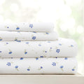 Linen Market Double-Brushed Patterned Microfiber King Sheet Set 4 Piece – Oeko-TEX Certified Ultra Soft & Wrinkle-Free - 16" Deep Pocket Sheets - Easy Care King Size - Soft Floral Light Blue