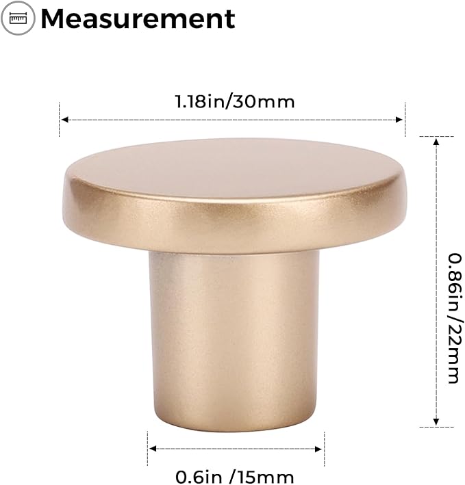 Ravinte 10 Pack Cabinet Knobs Champagne Gold Kitchen Cabinet Knobs Round Dresser Drawer Pulls Closet Door Pulls 1-1/5 Inch