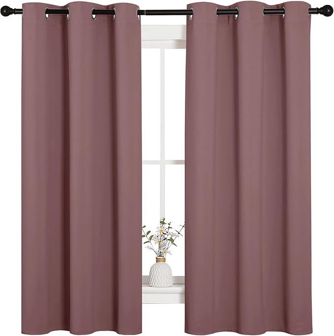 NICETOWN Room Darkening Curtains Drapes for Daughter's Bedroom, Window Treatment Thermal Insulated Grommet for Living Room (Dusty Bean Paste, 2 Panels, 42 by 63)