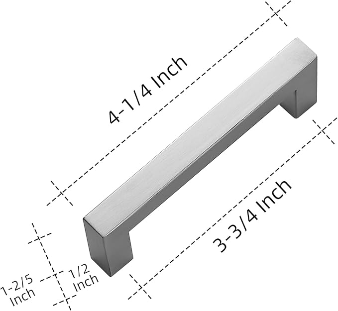 Ravinte 10 Pack 3-3/4 Inch Kitchen Square Cabinet Handles Satin Nickel Pulls Brushed Nickel Kitchen Cabinet Hardware Handles for Cupboard Drawer Pulls