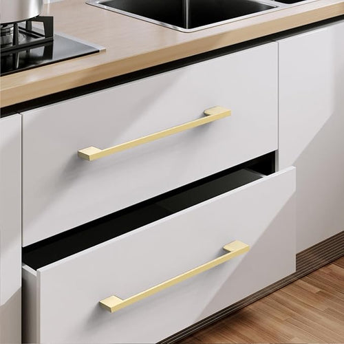 10 Pack Brushed Gold Cabinet Pulls 7.5 Inch Handles for Kitchen Cabinets, Brass Dresser Pulls, Hardware