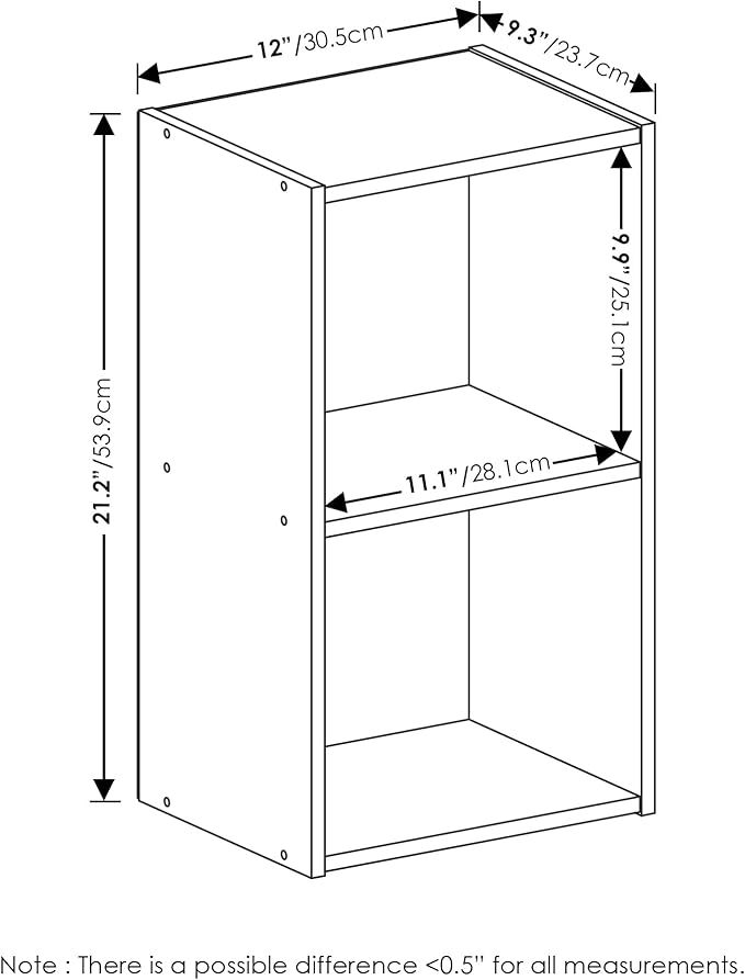 Furinno PASIR Book Shelf, 2-Tier Modern Bookshelf, Open Shelves Bookcase 9" x 12" x 21", for Living Room, Bedroom, Home Office, Green/White