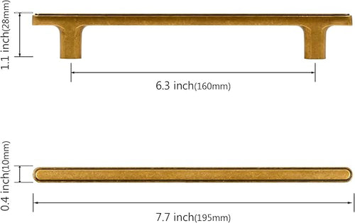 10 Pack 6.3 Inch(160mm) Kitchen Cabinet Handles Antique Brass Cabinet Pulls Vintage Retro Kitchen Cabinet Hardware Drawer Pulls for Cupboard Wardrobe