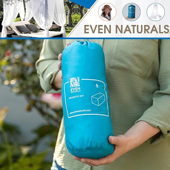 EVEN NATURALS Mosquito NET for Bed Canopy, Tent for Full, Double to Super Queen Size, Large Square Curtains, White Mosquito Netting with 2 Openings, Easy Installation, Carry Bag, Mesh 380
