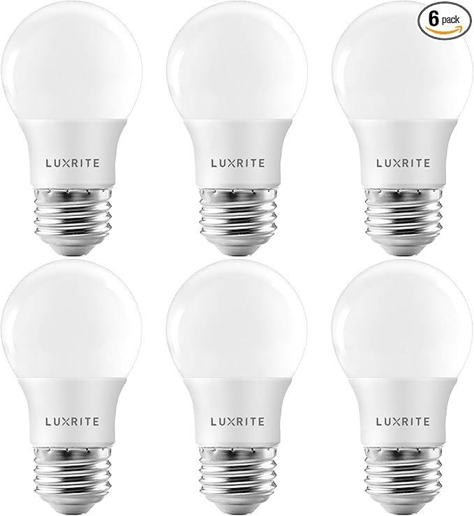 LUXRITE A15 LED Bulb 40W Equivalent, 7W, 3000K (Soft White), 600 Lumens, Enclosed Fixture Rated, Dimmable Ceiling Fan Light Bulbs, E26 Medium Base, UL Listed - Indoor and Outdoor (6 Pack)