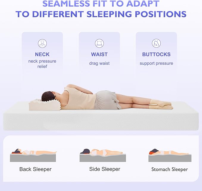 PayLessHere 10 Inch Gel Memory Foam Mattress Medium Firm Mattresses CertiPUR-US Certified Bed-in-a-Box Pressure Relieving Twin XL Size,Fiberglass Free，White