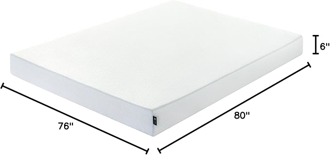 ZINUS 6 Inch Green Tea Cooling Memory Foam Mattress [New Version], King, Fiberglass Free, Medium Firmness, Cooling Gel Foam, Certified Safe Foams & Fabric, Mattress in A Box