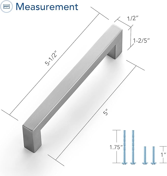Ravinte 20 Pack Brushed Nickel Kitchen Cabinet Handles 5 Inch Cabinet Pulls Square Kitchen Hardware for Cabinet Drawer Pulls Drawer Handles Come with Screwdriver