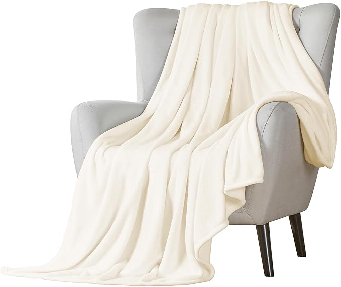 Walensee Fleece Blanket Plush Throw Fuzzy Lightweight (King Size 108x90 Cream) Super Soft Microfiber Flannel Blankets for Couch, Bed, Sofa Ultra Luxurious Warm and Cozy for All Seasons