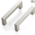 JOY DECOR 12 Pack Cabinet Handles, Brushed Nickel Cabinet Pulls, 3-3/4 Inch Kitchen Closet Handles Square Drawer Pulls Stainless Steel Drawer Hardware, 96mm Hole Centers
