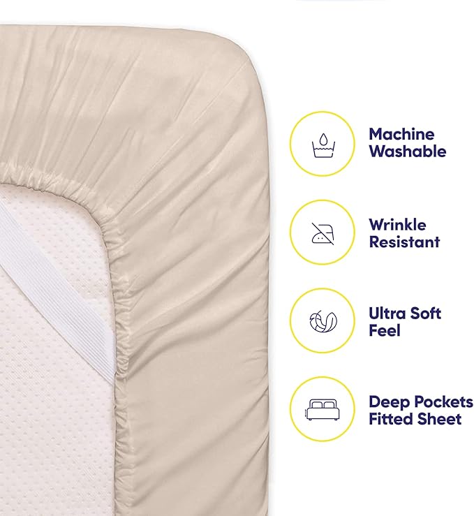 Full Size Bed Sheets - 6 Piece 1500 Supreme Collection Fine Brushed Microfiber Deep Pocket Full Sheet Set Bedding - 2 Extra Pillow Cases, Great Value, Full, Beige