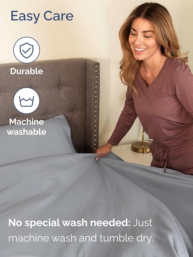 Extra Deep Full Sheet Set - 6 Piece Breathable & Cooling Sheets - Hotel Luxury Bed Sheets Set - Easy & Secure Fit - Soft, Wrinkle Free & Comfy Sheets Set - Steel Blue Sheet Set with Extra Deep Pockets