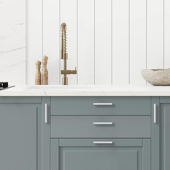 Ravinte 1 Pack Brushed Nickel Kitchen Cabinet Handles 4-1/2 Inch Cabinet Pulls Square Kitchen Hardware for Cabinet Drawer Pulls Drawer Handles Come with Screwdriver