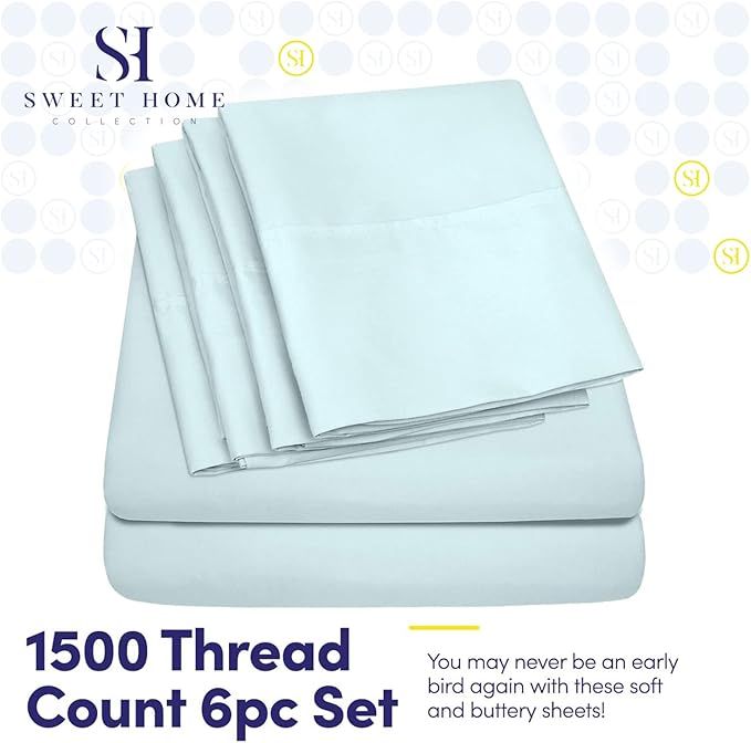 King Size Bed Sheets - 6 Piece 1500 Supreme Collection Fine Brushed Microfiber Deep Pocket King Sheet Set Bedding - 2 Extra Pillow Cases, Great Value, King, Aqua