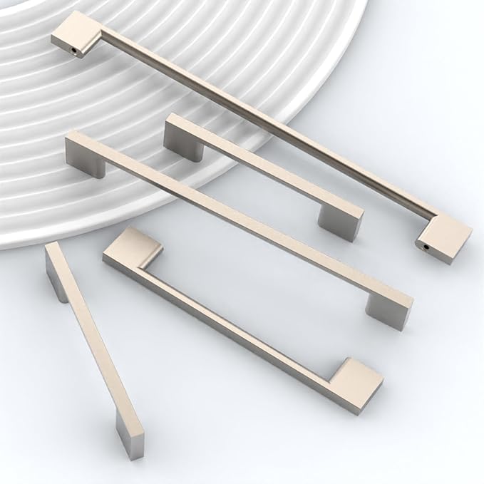 10 Pack Nickel Cabinet Pulls - 6.25 Inch Brushed Satin Nickel Cabinet Handles for Dressers and Kitchen Cabinets