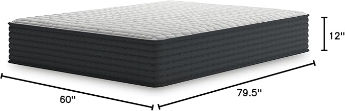 Signature Design by Ashley Hybrid 1200 12" Firm Moisture Wicking Mattress with Charcoal-Infused Gel Memory Foam and Edge Support for Pressure Relief and Temperature Regulating, Queen, Fiberglass Free