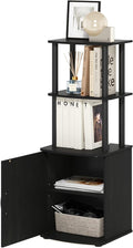 Furinno Turn-N-Tube Tall TV Entertainment Side Table Display Rack with Storage Cabinet, 2-Tier, Blackwood/Black