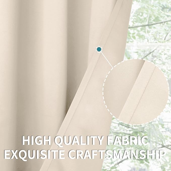 BGment Blackout Curtains - Grommet Thermal Insulated Room Darkening Bedroom and Living Room Curtains, Set of 2 Panels (52 x 54 Inch, Champagne)
