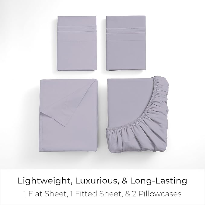 Mellanni Full Sheets Set - 4 PC Iconic Collection Bedding - Hotel Luxury, Extra Soft, Cooling Bed Sheets - Wrinkle, Fade, Stain Resistant (Full, Lavender)
