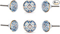 Perilla Home Set of 6 Aster Knob Ceramic Decorative Round Knobs for Home Kitchen Cabinet Vintage Hardware Cupboard Door Dresser Wardrobe Drawer Pulls (Blue)