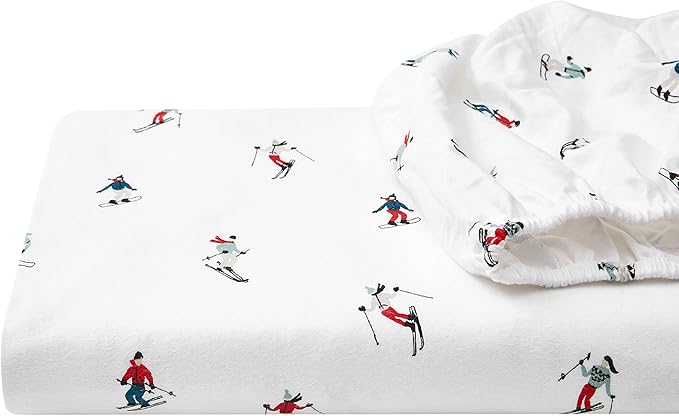 Eddie Bauer - Full Sheets, Cotton Flannel Bedding Set, Brushed for Extra Softness, Cozy Home Decor (Ski Slope, Full)