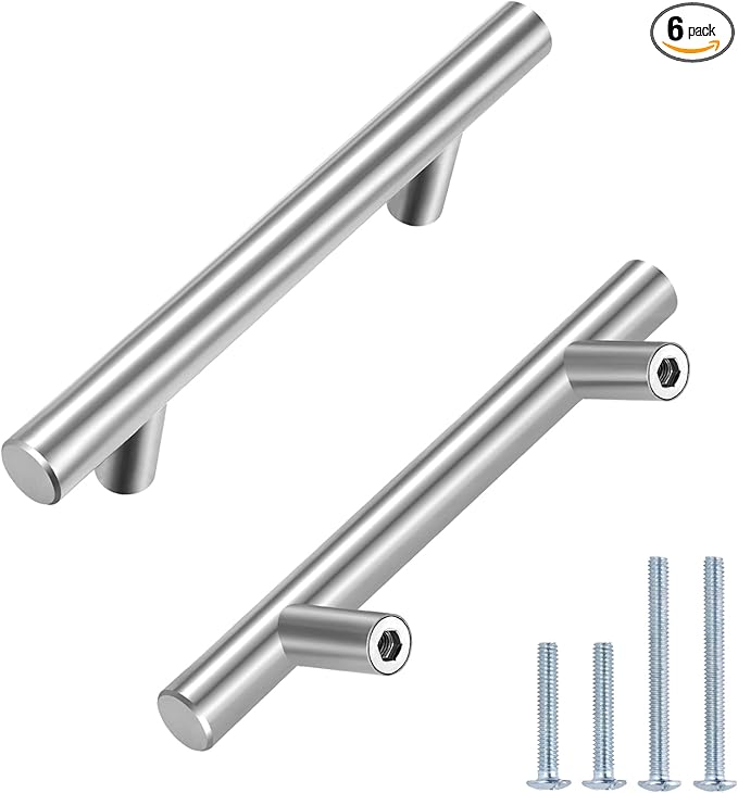 HBL' 6 Pack | 3 Inch Center to Center Brushed Nickel Cabinet Pulls Kitchen Cabinet Handles,Made of Stainless Steel,Ideal for Cabinet,Drawer,Cupboard and Wardrobe.
