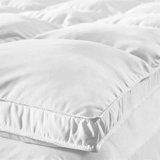 Superior Mattress Topper, Down Alternative, 2 Inch Deep Sized Bed Pillow Top, Comfort Pad, Fluffy Mattress-Topper Protector, Plush Cooling Extra Soft, Hotel Quality, Full, White